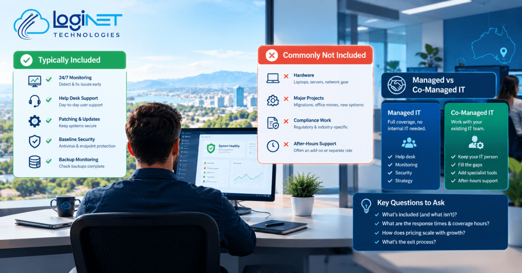 What's included in managed IT services in Australia, and what costs extra? A plain-English breakdown before you sign a quote.