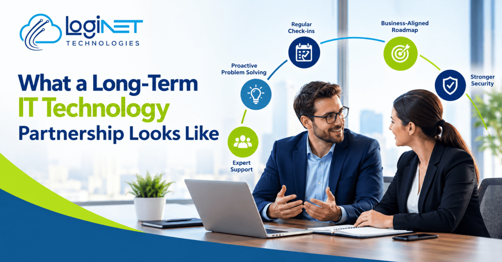 What a long-term IT technology partnership looks like: a roadmap, regular reviews and planning, not just fixes. Talk to Loginet.